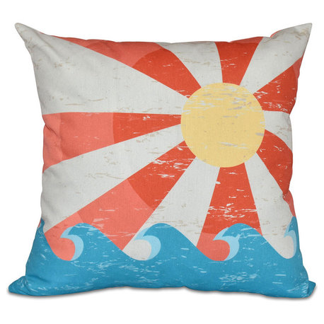 Sunbeams, Geometric Print Pillow, Orange, 26"x26"