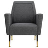 Inspired Home Holt Accent Chair Velvet/Linen 30Lx32Wx36H, Dark Gray