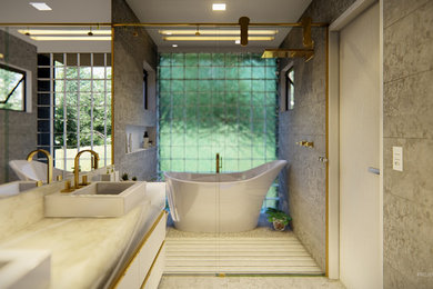 Inspiration for a cottage bathroom remodel in Other