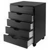Pemberly Row Modern Wood Storage Cabinet with 5 Drawers in Black