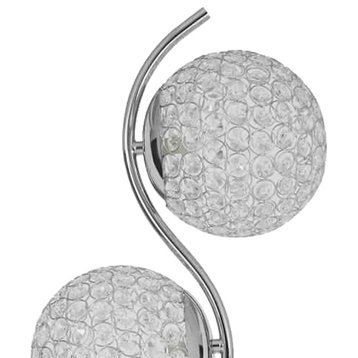 Contemporary Floor Lamp With Metal And Acrylic Ball Shades, Silver