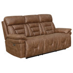 Steve Silver - Brock Power Recliner Sofa - Get the most out of your reclining comfort with the Brock dual power reclining sofa. Luxuriously soft faux leather feels as soft as your favorite old bomber jacket and the horizontal channeled back makes you feel like you're in an upscale racing car.