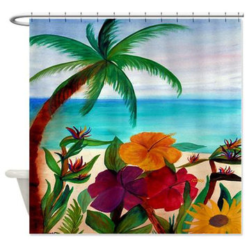 Tropical Floral Beach Shower Curtain