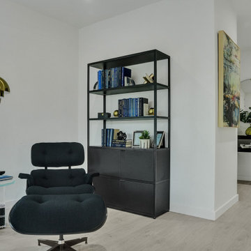 Miami Beach Living Room Remodel with Navy Library Lounge