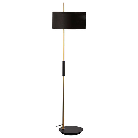 Fitzgerald Modern 1 Light Aged Brass Black Metal Floor Lamp