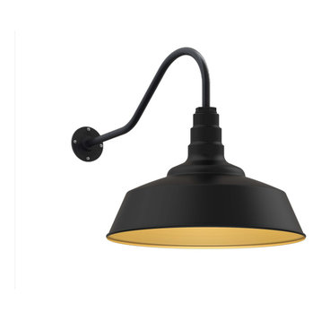 20" Steel Shade, 23" Gooseneck Barn Light, Brass Inlay, Standard - No Bulb