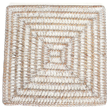 Square White Rattan Placemats 14", Set of 4