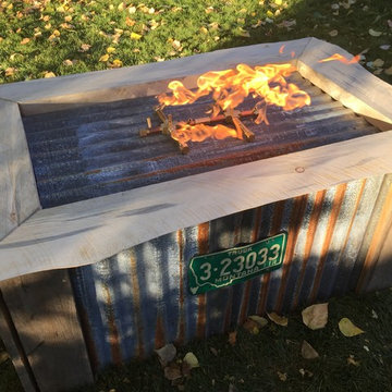 Recycled Barn Wood Gas Fire Pit