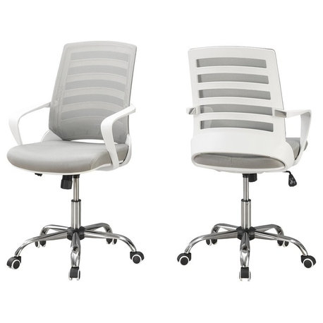 Office Chair, Swivel, Ergonomic, Armrests, Computer Desk, Work, Metal, White