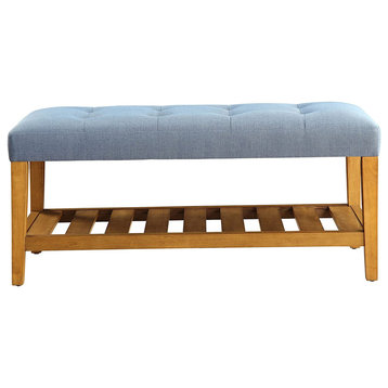 Fabric Bench, Blue and Oak