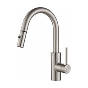 KRAUS Oletto 1-Handle Pull Down Kitchen Faucet and Deck Plate, Stainless Steel