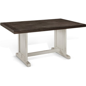 Sunny Designs Carriage House 60" Farmhouse Wood Table in Off White Dark Brown