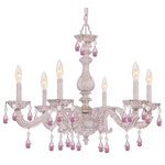 Crystorama - Paris Market 6 Light Rose Crystal White Chandelier - The Paris Market collection offers a casual yet elegant aesthetic with every fixture. The hand painted frame features a vintage, distressed look, perfect for a modern farmhouse light fixture adding character and style to a room. The Paris Market is ideal for coastal, industrial, and transitional interiors.