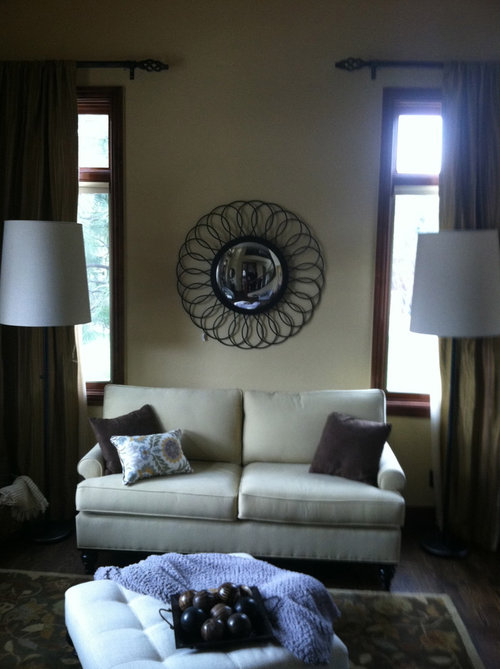 Is the furniture arrangement blocking the fireplace too much?