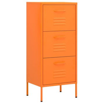 vidaXL Storage Cabinet Orange 16.7" Steel Sideboard Side Cabinet Furniture