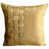Gold Art Silk 16"x16" Basket Weave Pillows Cover, Gold Brown Bricks