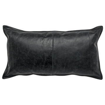 Kosas Home Cheyenne 100% Leather 14 X 26 Throw Pillow, Black