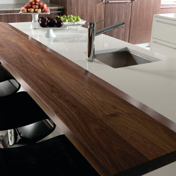 Contemporary Kitchen with Wood Top