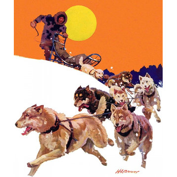 "Eskimo and Dog Sled" Painting Print on Canvas by Maurice Bower