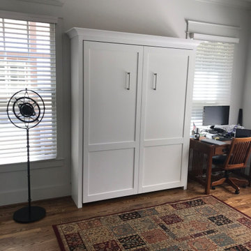 Custom Built Vertical Queen Murphy Bed Cabinet  with Crown Molding - White Finis