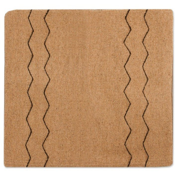 Handmade Beige Zigzags Wool cushion cover - Mexico
