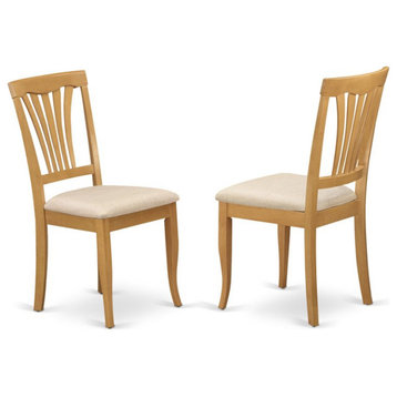 East West Furniture Avon 36" Wood Dining Chairs with Cushion in Oak (Set of 2)