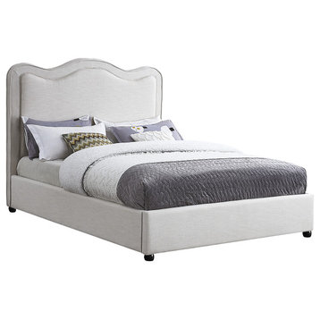 Felix Linen Upholstered Bed, Cream, Queen