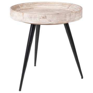 East at Main Trey Light Natural Round Wood & Iron Accent Table