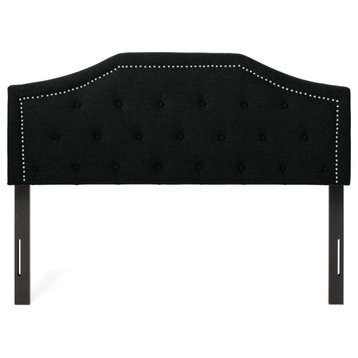Olivia Contemporary Upholstered Queen/Full Headboard, Black