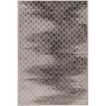 Linon Evolution Trellis Zigzag Power Loomed Polyester 8'x10'3" Rug in Gray