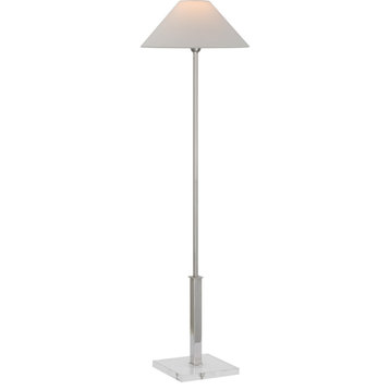 Asher Floor Lamp, 1-Light, Polished Nickel, Crystal, Linen Shade, 55"H