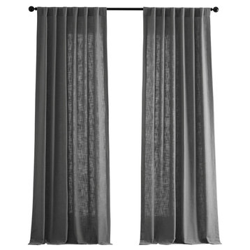 Pewter Gray Heavy FauxLinen Curtain Single Panel, 50"x96"