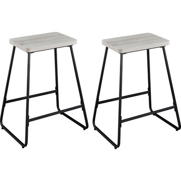 Carson Counter Stool (Set of 2) - Weathered Driftwood Finish with Black Flash Si