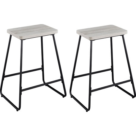 Carson Counter Stool (Set of 2) - Weathered Driftwood Finish with Black Flash Si