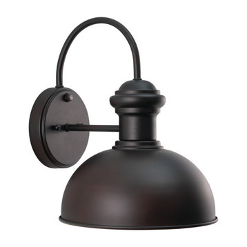 Franklin Outdoor Wall Light, Oil Burnished Bronze and Light Gold, 10-in. W X 12.