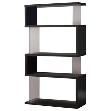 Benzara BM159055 Asymmetrical Snaking Wooden Bookcase, Black