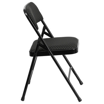 Triple Braced and Double Hinged Black Fabric Metal Folding Chair, Set of 2