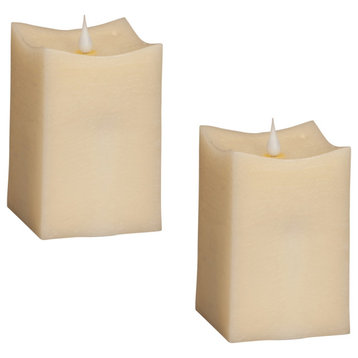 Simplux Squared Candle With Moving Flame, 2-Piece Set, 3.5"Sqx5"H