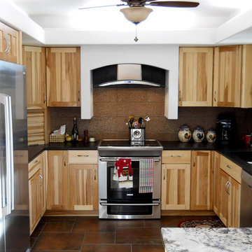 Hickory Cabinets, side-by-side freezer refrigerator, EnergyBlock backsplash