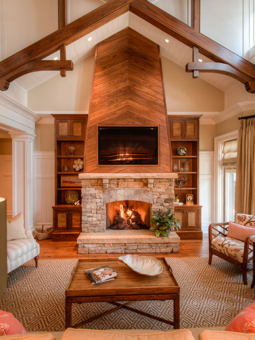 Wood Fireplace Wall Home Design Ideas, Pictures, Remodel and Decor