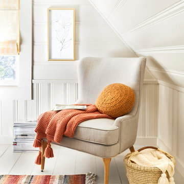 Reading Nook with Trendy Fall Decor style by Emily Henderson