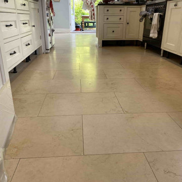 Pitted Jerusalem Limestone Floor Renovated in Mortimer Common