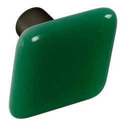 CKP - Art Glass Knob, Emerald Green, Oil-Rubbed Bronze Base - Cabinet And Drawer Knobs