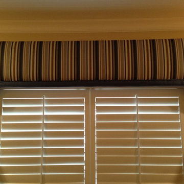 Shaped Upholstered Cornice with contrast inset