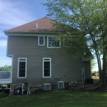 Exterior Stone Work, New Deck Roof, Stained Pine Deck Ceiling, New Deck