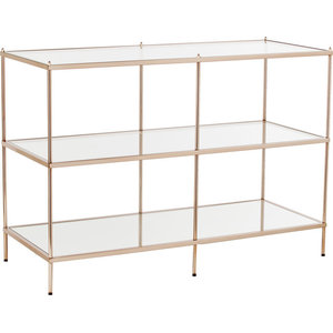 Bowery Hill Glass Top Console Table in Gold