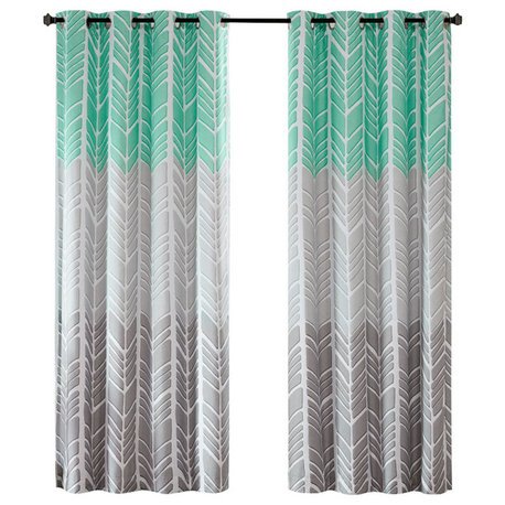 Intelligent Design Adel Total Blackout Window Curtain, Aqua