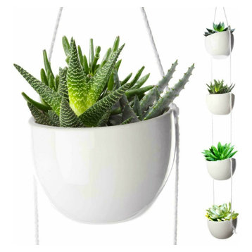 (2) 4 Piece Tier Plant Hanging Holder Ceramic Planters for Wall Ceiling Garden