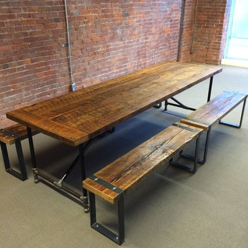 Barn-Wood Dining Table and Benches
