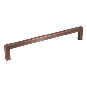 Celeste Square Bar Pull Cabinet Handle Antique Copper Solid Zinc, 8"